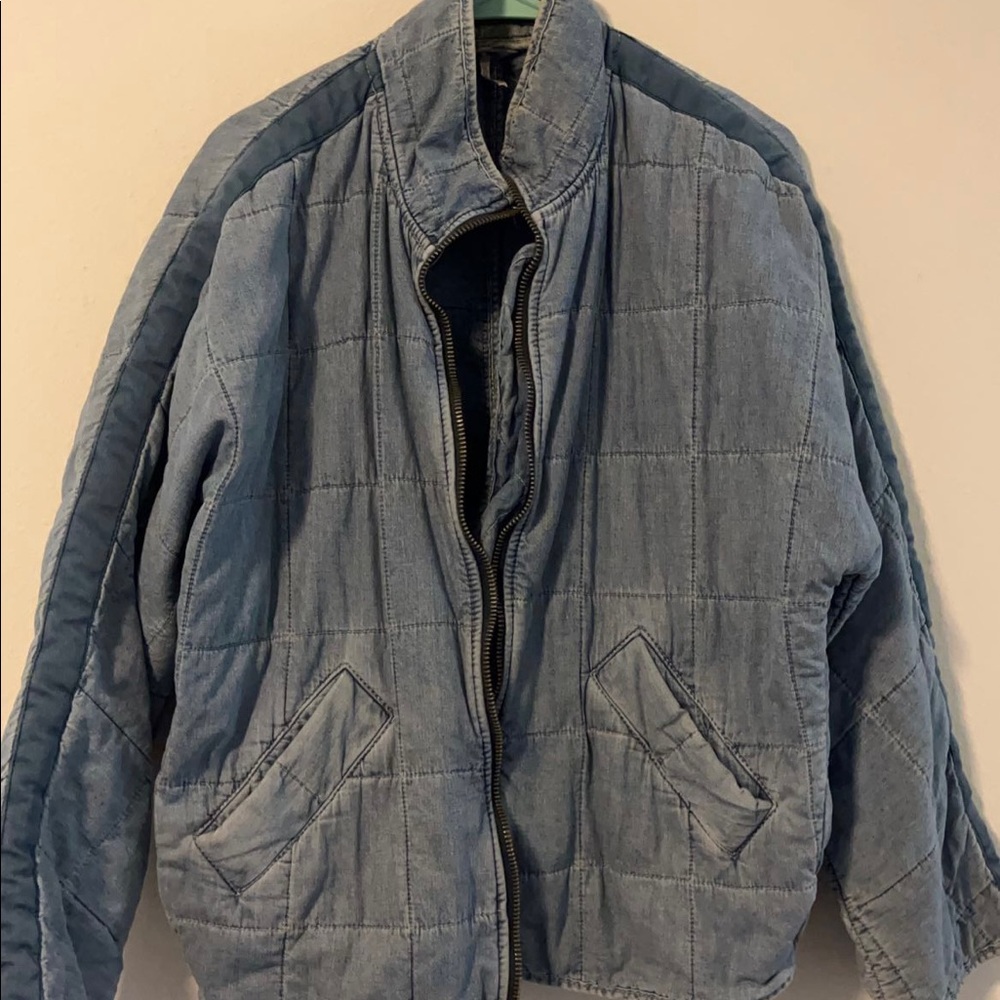 COPY - Free People quilted knit jacket - denim